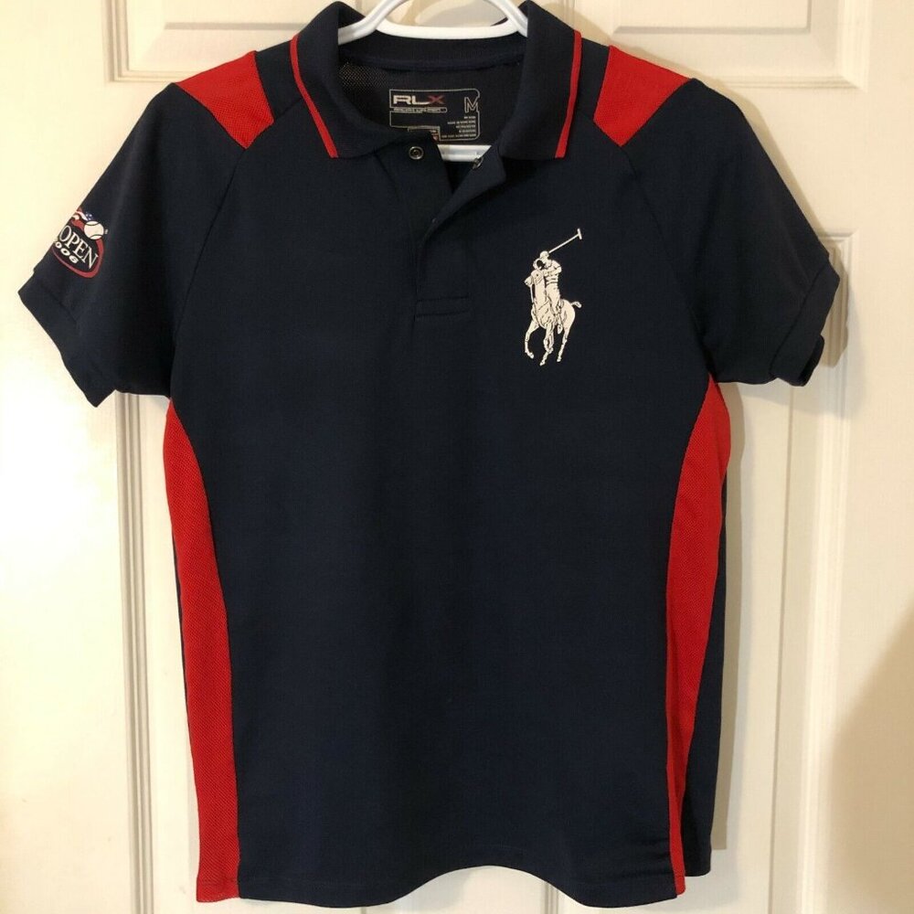 Ralph Lauren RLX US Open 2006 Womens Tennis Collared T Shirt Pony Size Medium